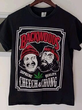 Cheech & Chong Mens Backwoods Cannabis High Graphic T-Shirt Black S Backwoods